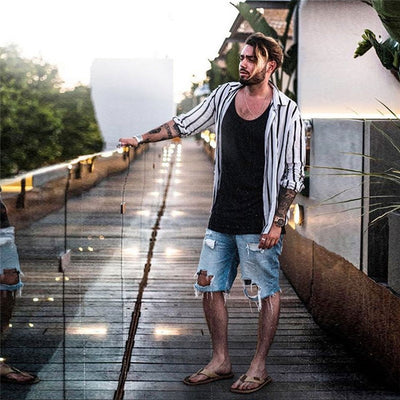Camisa Casual Slim Fit con Rayas Verticales para Hombre - Image 7