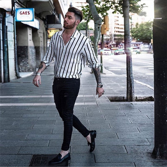 Camisa Casual Slim Fit con Rayas Verticales para Hombre