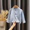 Camisa Cuadriculada Infantil Estilo Coreano Suelta Solapa Larga