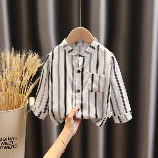 Camisa Cuadriculada Infantil Estilo Coreano Suelta Solapa Larga - Image 29