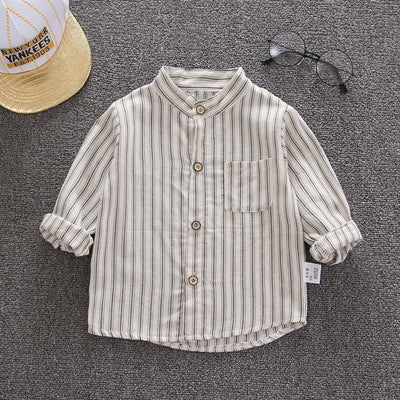 Camisa de Cuadros Infantil Estilo Coreano Suelta con Solapa Manga Larga - Image 5