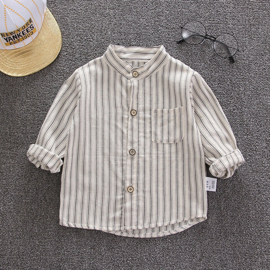 Camisa de Cuadros Infantil Estilo Coreano Suelta con Solapa Manga Larga - Image 5