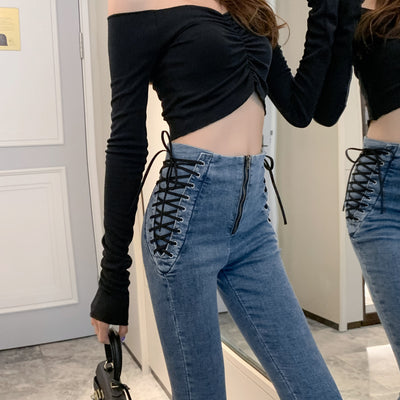 Jeans de Cintura Alta Ajustados con Tirantes y Stretch - Image 5