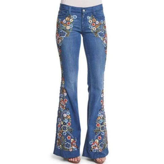 Pantalones Acampanados Slim Bordados con Efecto Reductor - Image 2