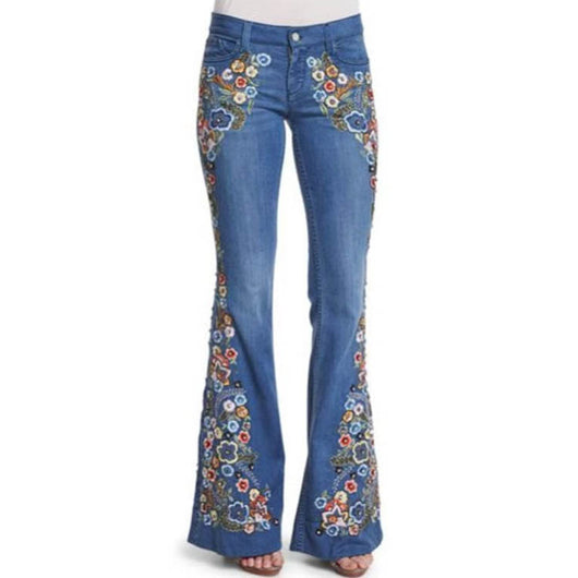 Pantalones Acampanados Slim Bordados con Efecto Reductor - Image 2