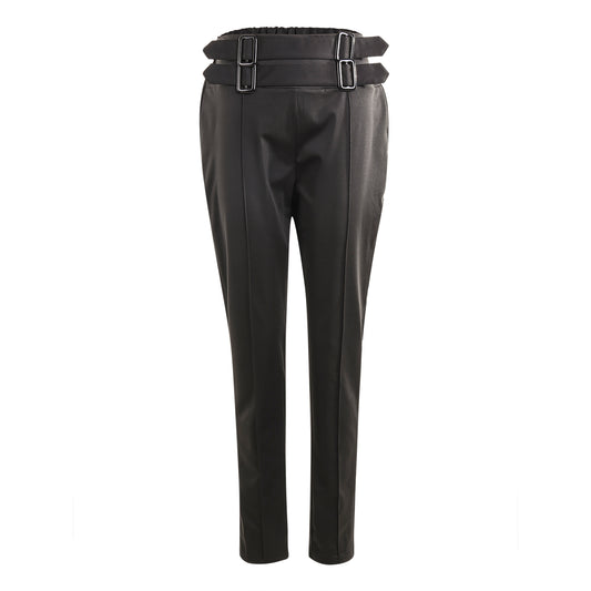 Pantalones Skinny Cintura Alta con Detalle de Cinturón