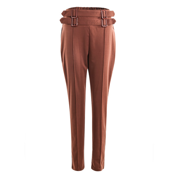 Pantalones Skinny Cintura Alta con Detalle de Cinturón