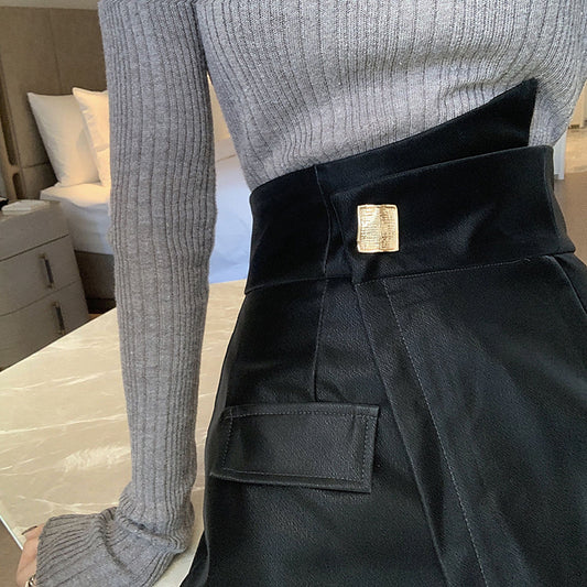 Falda Pantalón Talla Grande Cintura Alta Irregular Ancha