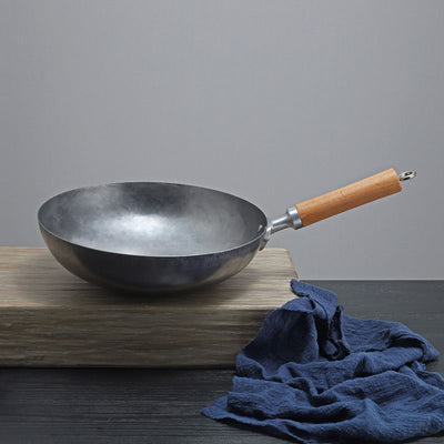 Wok de Acero al Carbono Artesanal Ligero - Sartén Tradicional sin Recubrimiento