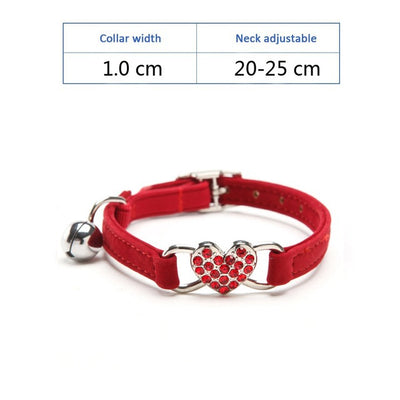 Collar Ajustable de Felpa para Perro y Gato con Diamante de Agua y Cascabel - Image 3