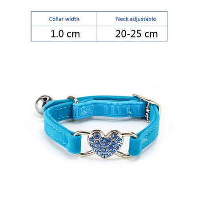 Collar Ajustable de Felpa para Perro y Gato con Diamante de Agua y Cascabel - Image 4