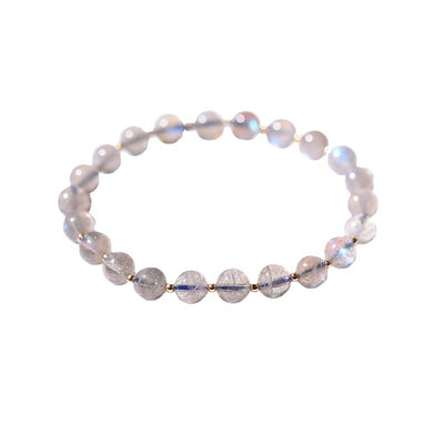 Pulsera de Piedra Luna Gris Natural con Detalles de Oro - Image 2