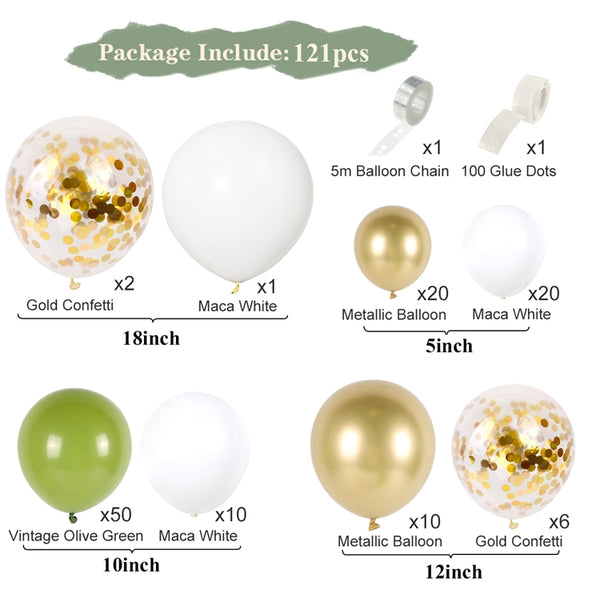 Set de Globos Decorativos Vintage Pasta de Frijol Verde