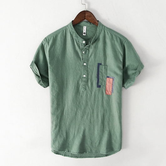 Camisa Casual de Algodón y Lino para Hombre - Image 9
