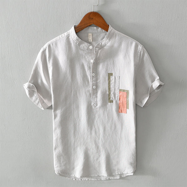 Camisa Casual de Algodón y Lino para Hombre