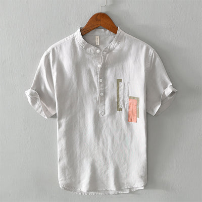 Camisa Casual de Algodón y Lino para Hombre