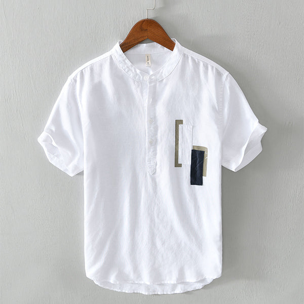 Camisa Casual de Algodón y Lino para Hombre - Image 3