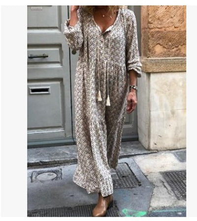 Vestido Largo Escote V Estampado Suelto - Image 4