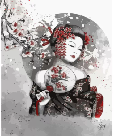 Cuadro Pintura por Números Mujer Japonesa - Arte Decorativo Hecho a Mano - Image 8