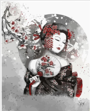 Cuadro Pintura por Números Mujer Japonesa - Arte Decorativo Hecho a Mano - Image 7