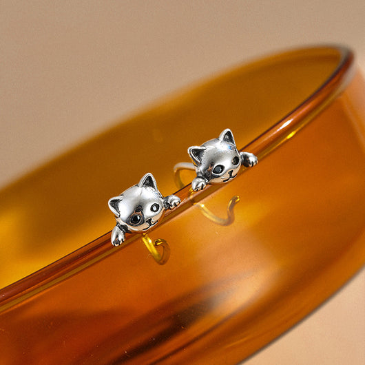 Aretes de Plata Pura Gato Minimalista - Diseño Elegante y Sofisticado - Image 7