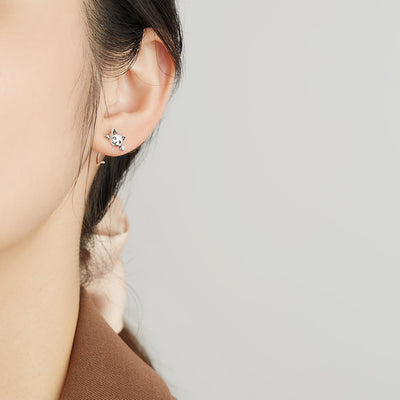 Aretes de Plata Pura Gato Minimalista - Diseño Elegante y Sofisticado - Image 5