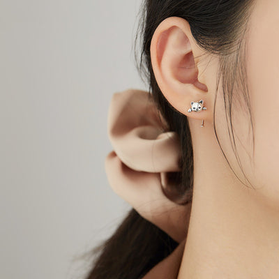 Aretes de Plata Pura Gato Minimalista - Diseño Elegante y Sofisticado - Image 3