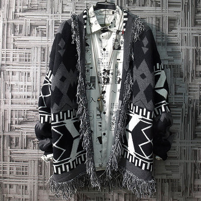 Cardigan Suelto de Punto para Hombre Estilo Hong Kong - Atuendo de Pareja - Image 9