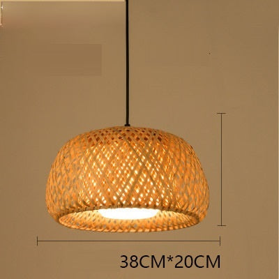 Lámpara Colgante Retro de Bambú y Mimbre Tejido - Image 5