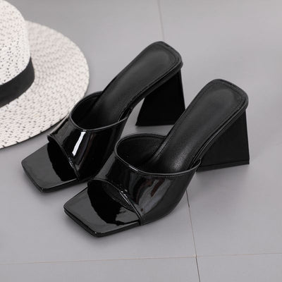 Sandalias y Pantuflas de Tacón Alto Grueso con Punta Cuadrada para Mujer - Image 2