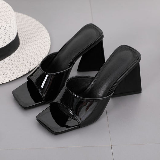 Sandalias y Pantuflas de Tacón Alto Grueso con Punta Cuadrada para Mujer - Image 2