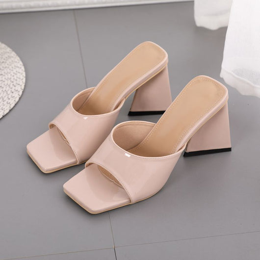 Sandalias y Pantuflas de Tacón Alto Grueso con Punta Cuadrada para Mujer - Image 3