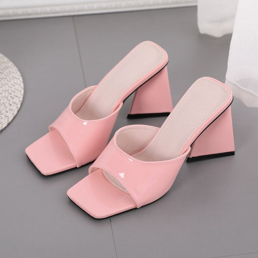 Sandalias y Pantuflas de Tacón Alto Grueso con Punta Cuadrada para Mujer - Image 7