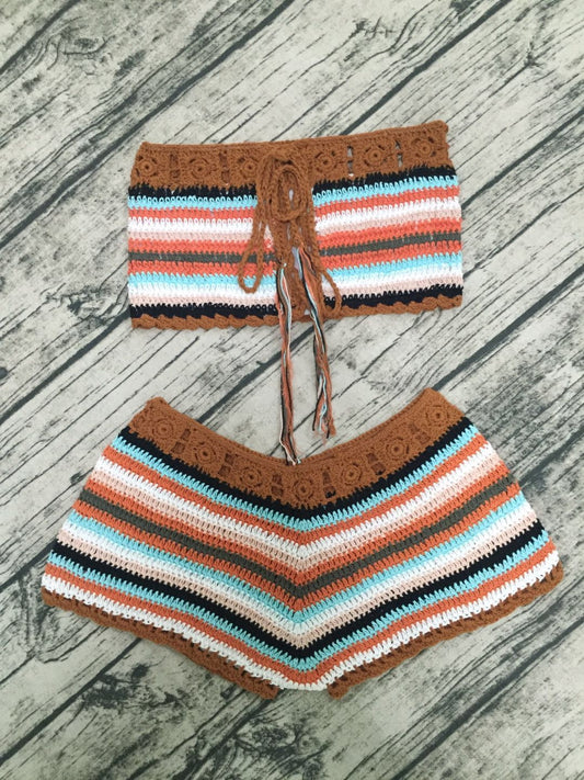 Bikini Tubo Envolvente con Escote Fruncido - Traje de Baño Dividido Playa