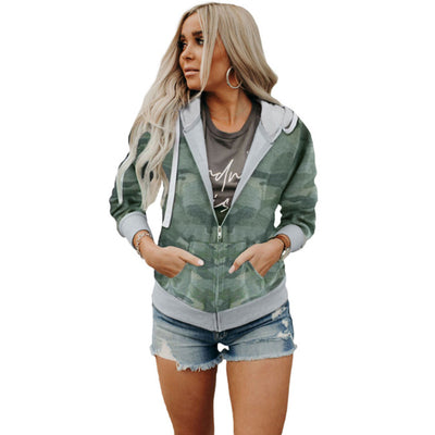 Chaqueta Hoodie con Cierre de Dama - Diseño Camuflaje Impreso - Image 3