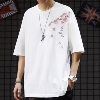 Camiseta de Verano Estilo Hip-Hop con Bordado de Grúa