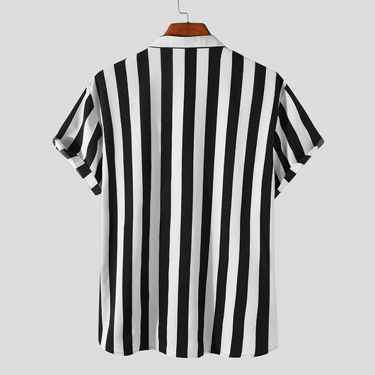 Camisa Casual Slim Fit a Rayas con Solapa Juvenil - Image 7