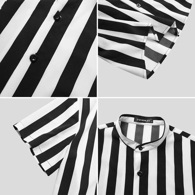 Camisa Casual Slim Fit a Rayas con Solapa Juvenil - Image 4