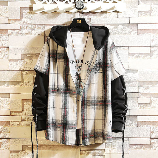 Camisa Cuadriculada Manga Larga Talla Grande para Hombre - Diseño Elegante Japonés - Image 9