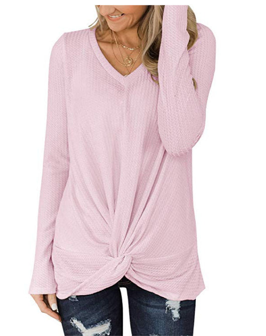 Blusa Tejida Cuello V Manga Larga con Textura Retorcida - Image 3