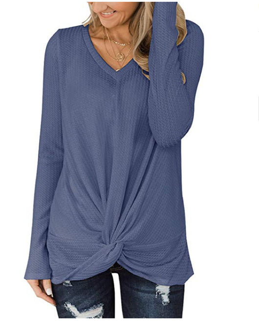 Blusa Tejida Cuello V Manga Larga con Textura Retorcida - Image 9