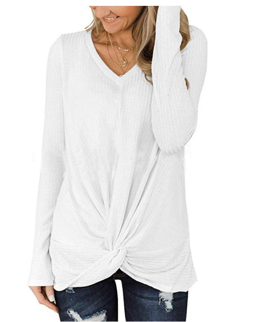 Blusa Tejida Cuello V Manga Larga con Textura Retorcida - Image 4