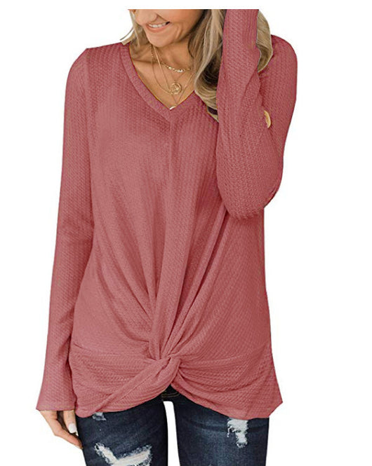 Blusa Tejida Cuello V Manga Larga con Textura Retorcida - Image 5
