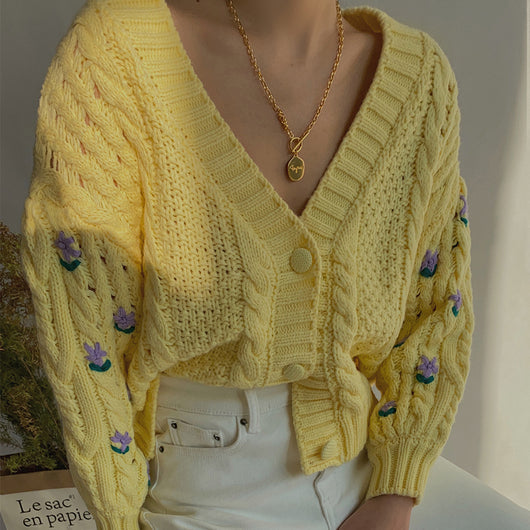 Suéter Tejido Retro de Cintura Alta para Niña - Diseño Jacquard Vintage - Image 9