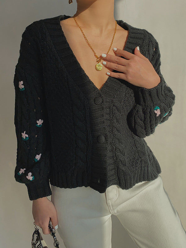 Suéter Tejido Retro de Cintura Alta para Niña - Diseño Jacquard Vintage