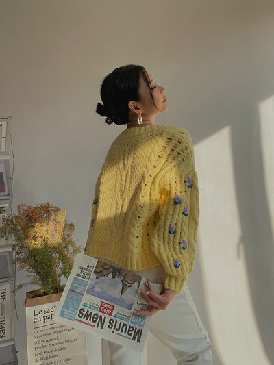 Suéter Tejido Retro de Cintura Alta para Niña - Diseño Jacquard Vintage - Image 3