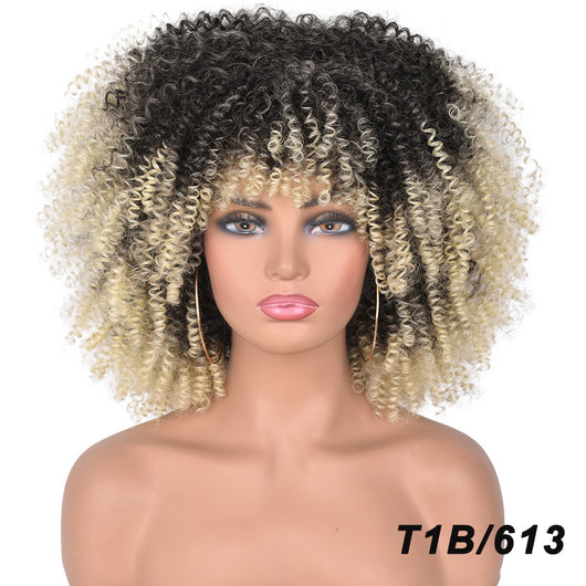 Peluca Rizada Corta Afro Multicolor Estilo Europeo Americano - Image 8
