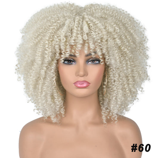 Peluca Rizada Corta Afro Multicolor Estilo Europeo Americano - Image 11
