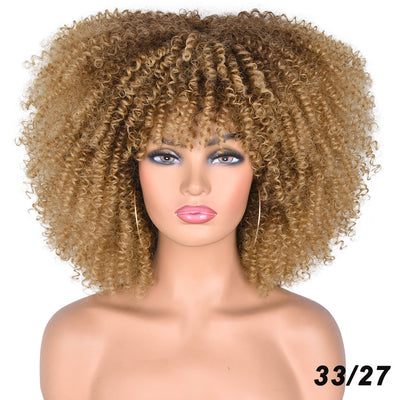 Peluca Rizada Corta Afro Multicolor Estilo Europeo Americano - Image 9