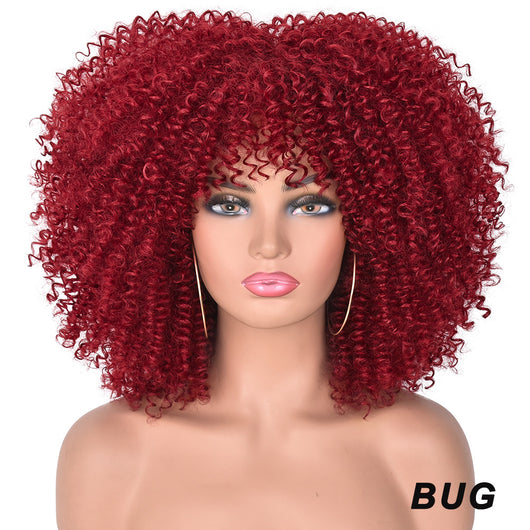 Peluca Rizada Corta Afro Multicolor Estilo Europeo Americano - Image 10